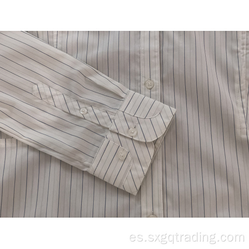 Camisas de manga larga de spandex de rayas teñidas en hilo femenino